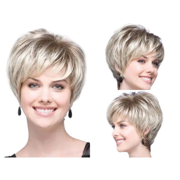Lichtblonde Peruaanse korte bob, hittebestendig synthetisch pruikhaar