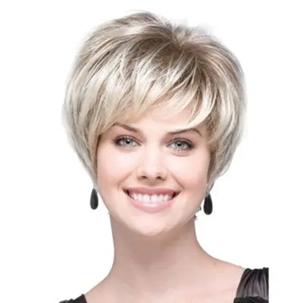 Lichtblonde Peruaanse korte bob, hittebestendig synthetisch pruikhaar