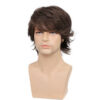 Short Brown Wig For Mens Layered Natural Fluffy Synthetic Hair Wig