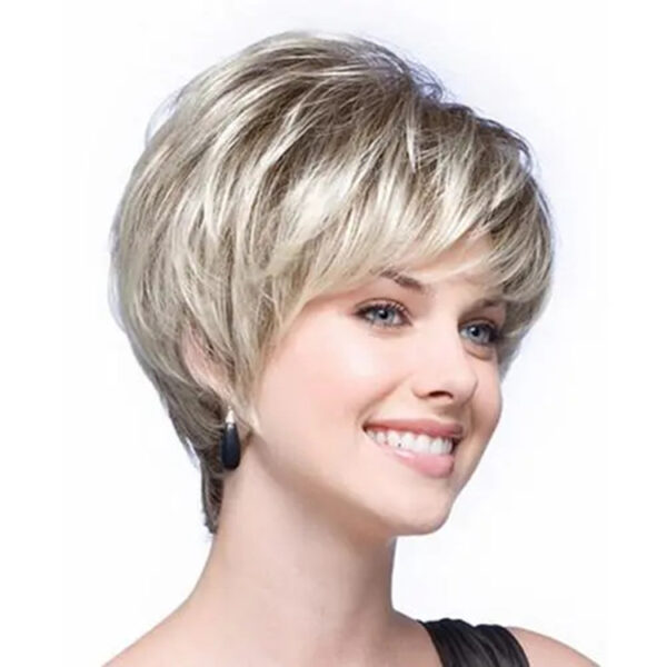 Lichtblonde Peruaanse korte bob, hittebestendig synthetisch pruikhaar