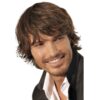 Short Brown Wig For Mens Layered Natural Fluffy Synthetic Hair Wig