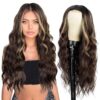 Black Mixed Brown Color Sythetic Curly Hair Wig Long Wave