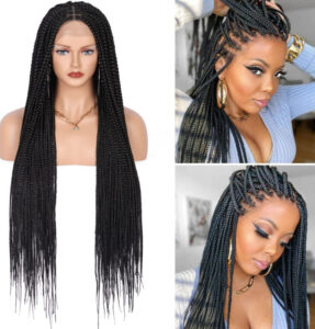 36 Inches Full Lace Front Hair Super Long Synthetic Braids Wig