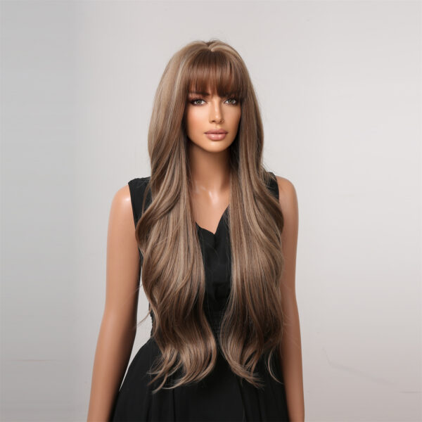 Long Synthetic Blonde Closure Curly Body Wave Wigs With Bangs