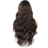 Black Mixed Brown Color Sythetic Curly Hair Wig Long Wave