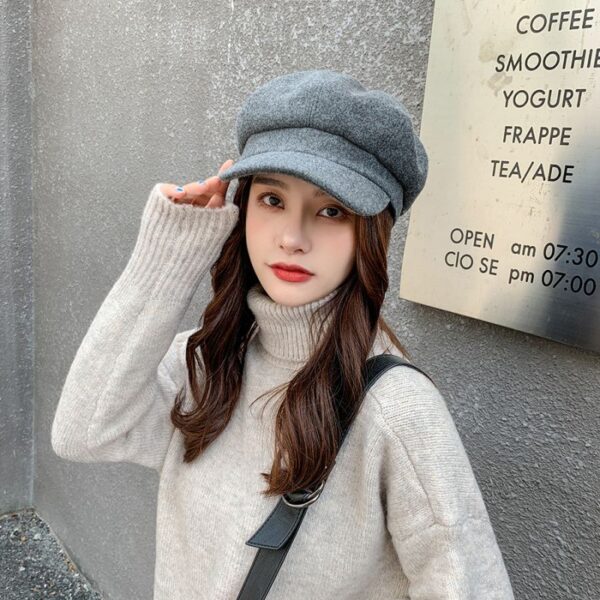 양모 모자 겨울 베레모 숙녀 화가 모자