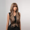 Long Synthetic Blonde Closure Curly Body Wave Wigs With Bangs
