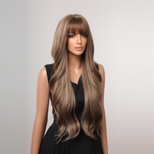Long Synthetic Blonde Closure Curly Body Wave Wigs With Bangs