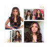 Black Mixed Brown Color Sythetic Curly Hair Wig Long Wave