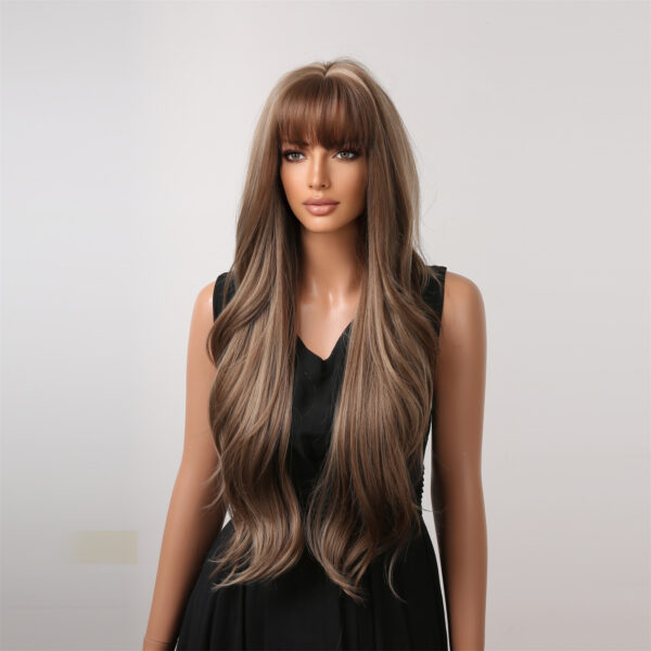 Long Synthetic Blonde Closure Curly Body Wave Wigs With Bangs