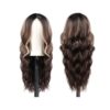 Black Mixed Brown Color Sythetic Curly Hair Wig Long Wave