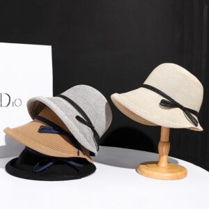 Summer Fashion Frayed Brim High Quality Raffia Straw Bucket Hat