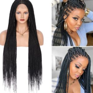 36 Inches Full Lace Front Knotless Box Braided Wigs with Baby Hair Super Long Synthetic Braids Wig for Black Women
